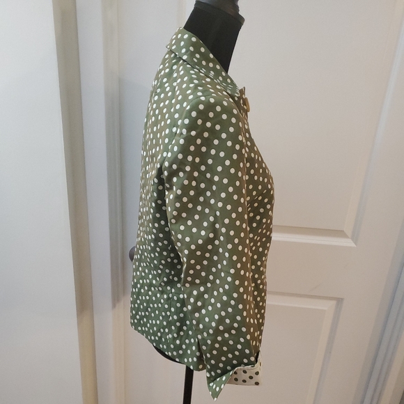 Akris Punto Green Polka Dot Cotton Snap Blazer Size US 10 - Picture 4 of 10
